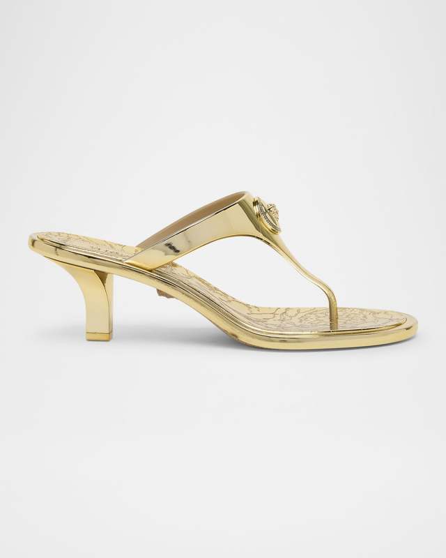 Alia Laminated Rubber Kitten-Heel Sandals